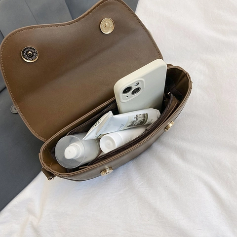 Borsa A Sella Da Donna Vintage Pelle PU Patta Ondulata Borsa A Spalla Con Doppia Tracolla Retrò Moda Versatile
