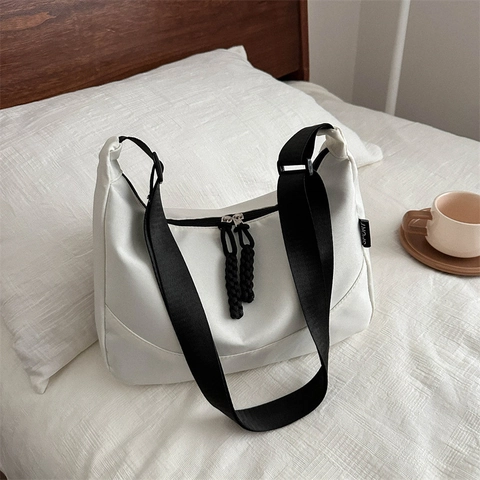 Borsa Tracolla Nylon Donna Grande Capacità Impermeabile Mezzaluna Hobo Borsa Spalla Casual Sport Pendolarismo Tracolla Regolabile