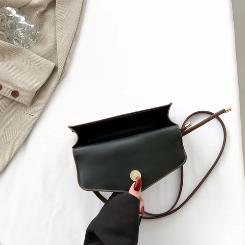 Mini Borsa A Tracolla Donna Retro Pelle PU Borsa A Mano Nodo Manico Moda Patta Quadrata Borsa A Spalla Tendenza Quotidiana