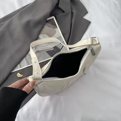 Vintage Hobo Tasche Geknittertes PU Leder Halbmond Schulter Unterachsel Tasche Retro Minimalistisches Design Damen
