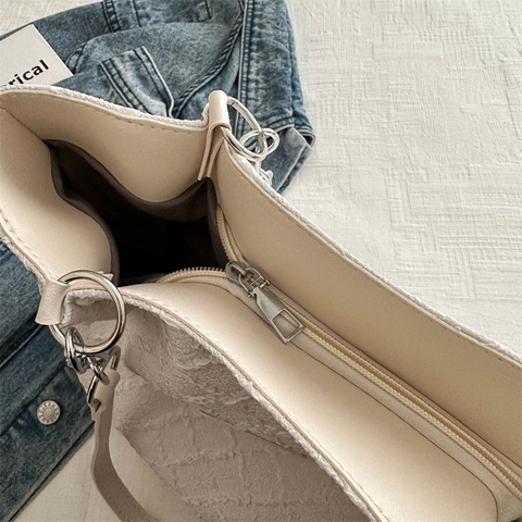 Ruime Shopper Tas Met Textuur Geweven Stof Schoudertas Met Zilveren Ketting Stijlvol Dagelijks Voor Dames