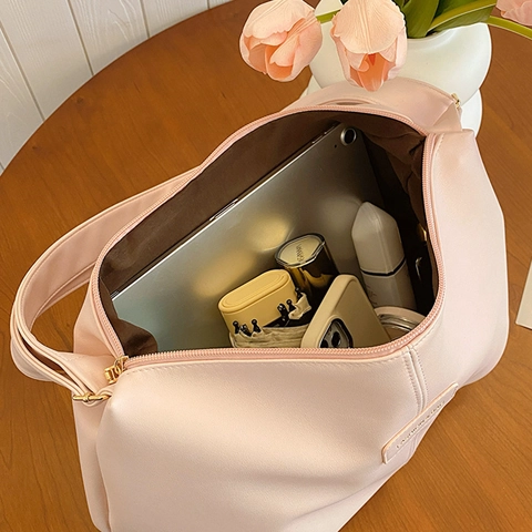 Women Crossbody Bag PU Leather Large Capacity Hobo Shoulder Handbag Adjustable Strap Solid Color Casual Fashion Daily