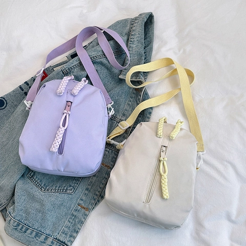 Borsa A Tracolla In Nylon Alla Moda Borsa A Spalla Casual Tracolla Regolabile Tira Zip Intrecciato Semplice Versatile