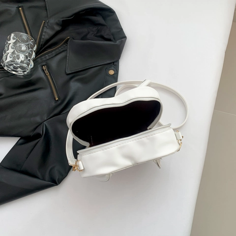 Damen Herzform Tasche PU Leder Umhängetasche Mit Schmetterling Druck Vintage Handtasche Verstellbarer Schultergurt