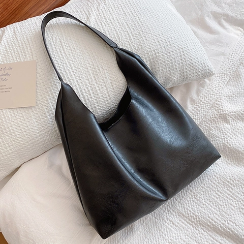 Große Kapazität Tote Bag PU Leder Hobo Schultertasche Für Frauen Einfach Vielseitig Pendeln Vintage Kieseltextur Weich