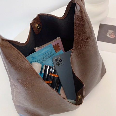 Große Kapazität Tote Bag PU Leder Hobo Schultertasche Für Frauen Einfach Vielseitig Pendeln Vintage Kieseltextur Weich