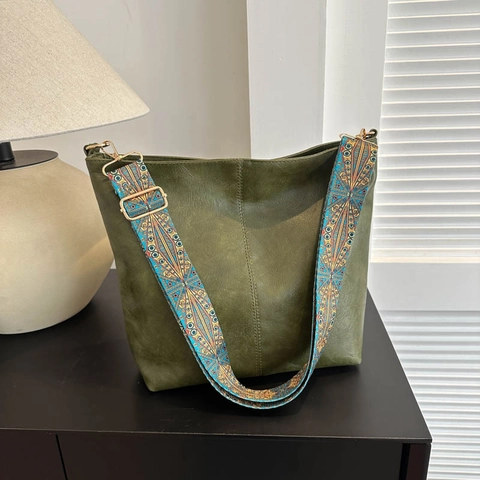 Borsa Tote Grande Da Donna In Morbida Pelle PU Borsa A Tracolla Con Tracolla Larga Boho Borsa A Mano Retrò