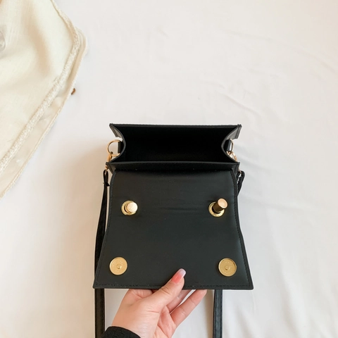 Women PU Leather Knot Handle Small Crossbody Bag Flap Handbag Solid Color Elegant Fashion Trendy Versatile Mini
