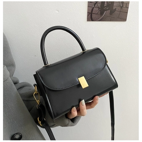 Women Crossbody Bag PU Leather Retro Square Shoulder Bag With Top Handle Detachable Strap Fashion Simple Handbag