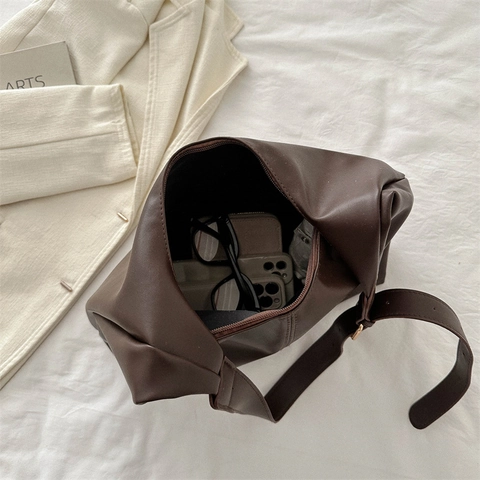 Borsa A Spalla Hobo Donna Grande Capacità Pelle PU Minimalista Cuciture Verticali Tracolla Regolabile Moda Borsa A Mano