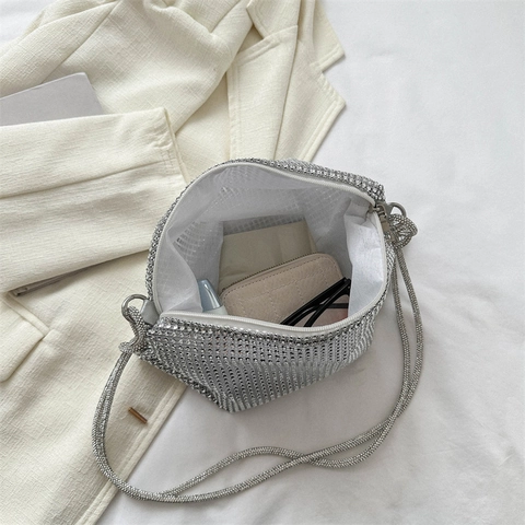 Sac Sous L'Aisselle En Strass Pour Femmes Sac À Main De Soirée Étincelant Sac À Bandoulière En PVC Souple Et Paillettes Accessoire De Fête