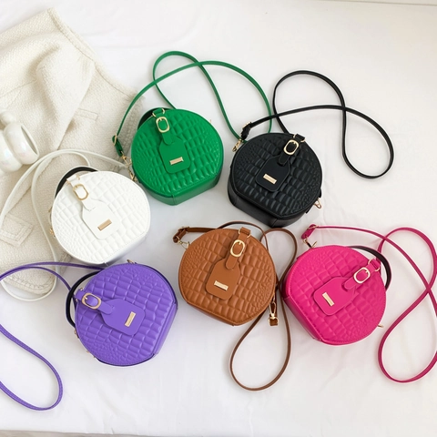 Women Crocodile Pattern Round Crossbody Bag PU Leather Circular Handbag With Top Handle Adjustable Shoulder Strap Fashion