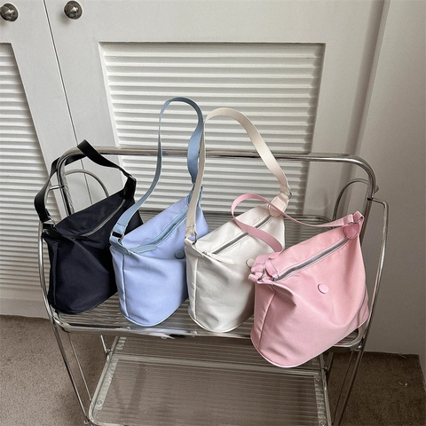 Bolso de Hombro para Mujer de Tela Oxford Gran Capacidad Minimalista Color Sólido Bolso Tote de Axila Moda Cremallera Bolso Casual