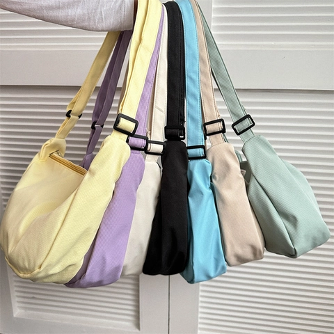 Corduroy Crossbody Bag Women Crescent Hobo Shoulder Bag With Cartoon Puppy Pendant Adjustable Strap Solid Color Korean Style