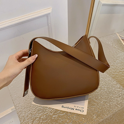 Bolso De Hombro Minimalista De Cuero PU Para Mujer Bolso Hobo De Media Luna Color Sólido Bolso De Mano Informal Diario