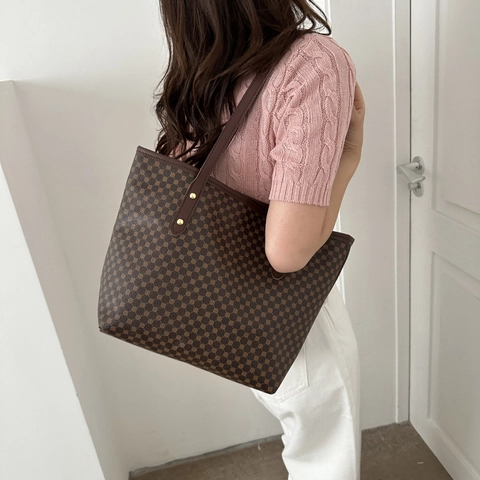 Borsa Tote Da Donna Retro Con Stampa Geometrica Grande Capacità Pelle PU Elegante Borsa A Spalla Versatile
