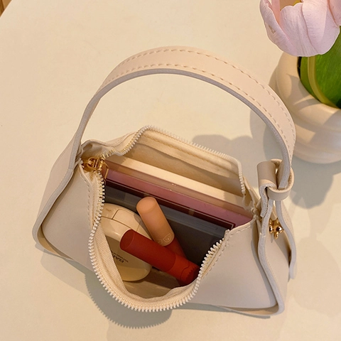 Bolso Hobo De Axila Para Mujer De Cuero PU Minimalista Color Sólido Media Luna Bolso De Hombro Con Correa Ajustable Casual