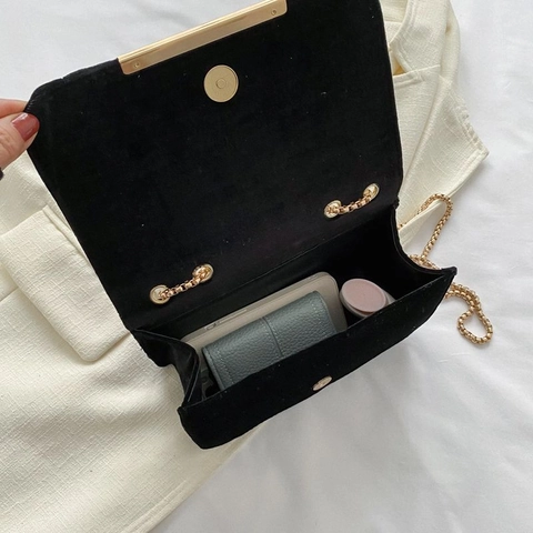 Borsa A Tracolla In Velluto Donna Trapuntata Verticale Catena Metallo Piccola Borsa Quadrata Spalla Vintage Elegante Pochette
