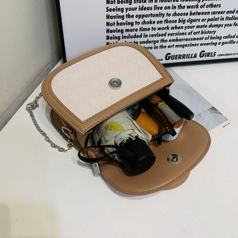 Borsa Tracolla Trapuntata Pelle PU Design Diamante Borsa Sella Con Tracolla Catena Metallica Per Donna Chic Trendy Mini Piccola