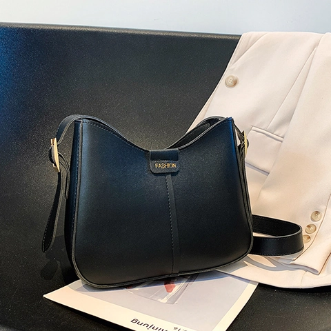 Schoudertas Voor Dames PU Leer Verstelbare Riem Mode Letter Decoratie Halve Maan Hobo Tas Voor Dagelijks Gebruik