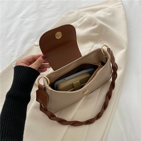 Borsa Da Spalla Sottobraccio Da Donna Pelle PU Motivo A Scacchi Tracolla Intrecciata Retro Patta Piccola Borsa Quadrata