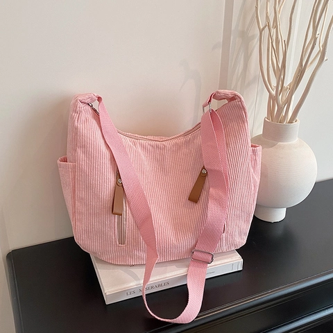 Borsa A Spalla Hobo In Velluto A Coste Da Donna Grande Capacità Multi Tasche Tracolla Regolabile Borsa Casual Retrò