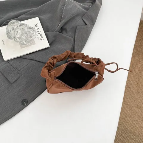 Borsa Sottobraccio Con Stampa Leopardata E Manico Arricciato Finta Pelle Scamosciata Borsa Hobo Fibbia Farfalla Argento Vintage