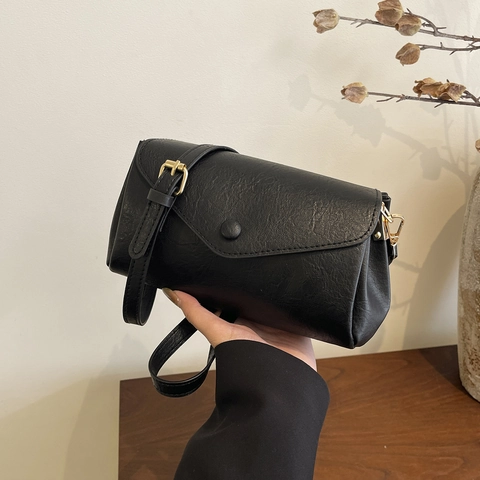 Borsa Tracolla Donna Vintage Pelle PU Quadrata Piccola Patta Chiusura Bottone Tracolla Regolabile Moda Quotidiana