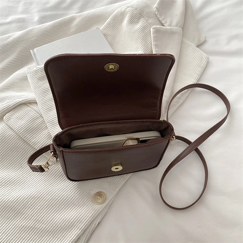 Mini Bolso Bandolera Peluche Cuero PU Color Contraste Retro Cuadrado Bolso De Hombro Mujeres