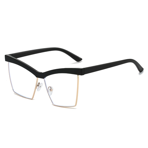 Montature Per Occhiali Occhio Di Gatto Per Donna Moda Anti Luce Blu Metallo Mezza Montatura Ottici Retro Geometrico
