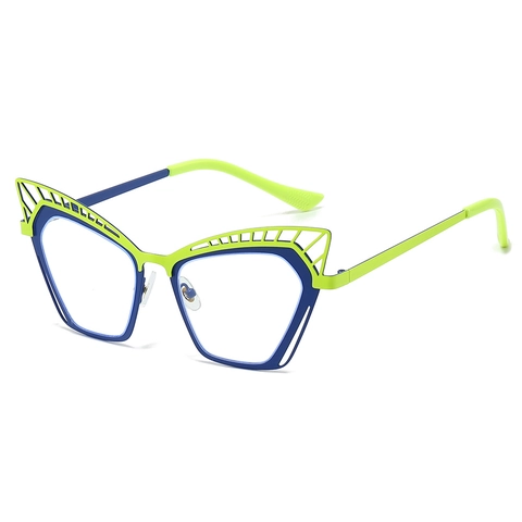 Occhiali Blocco Luce Blu Occhio Di Gatto Montatura Metallo Design Cavo Forma Farfalla Lenti Chiare Moda Retro Unisex