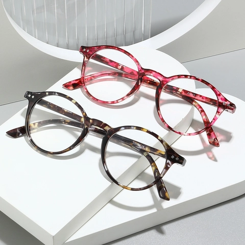 Retro Runde Lesebrille Anti Blaulicht PC Rahmen Schildpatt Muster Leichte Vintage Brille Damen