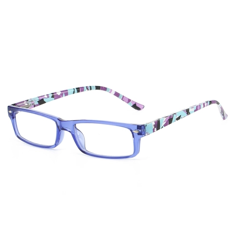 Square Reading Glasses Anti Blue Light PC Frame Rectangular Full Frame Geometric Pattern Temples Retro Fashion Unisex