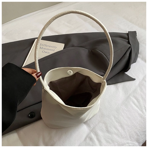 Damen Nylon Bucket Unterachsel Tasche Koreanische Minimalistische Hope Future Stickerei Einfache Schultertasche Handtasche