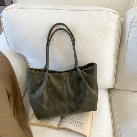 Grand Sac Cabas Rétro Minimaliste En Cuir PU Mat Sac À Épaule Avec Charme De Perle Sac À Main Vintage Pour Bureau