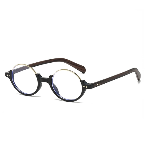 Occhiali Rotondi Anti Luce Blu Stile Retrò Mezza Montatura In PC Metallo Per Donna