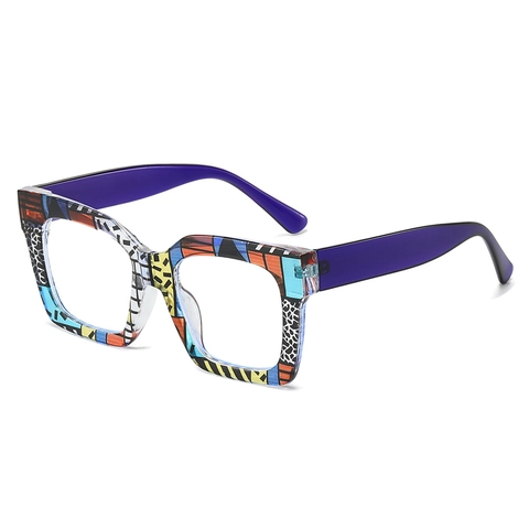 Occhiali Anti Luce Blu Con Montura Grande Quadrata Motivo Colorato Stampato In PC Per Donne Uomini
