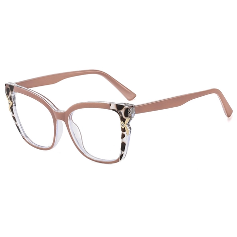 Montatura Per Occhiali Occhio Di Gatto Moda Oversize Anti Luce Blu PC Stampa Leopardata Donna