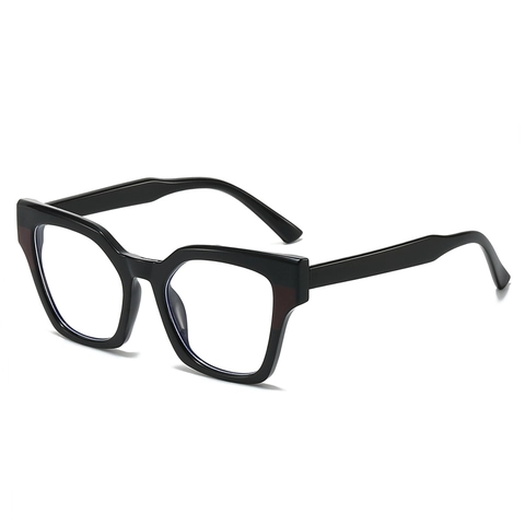 Anti Blue Light Glasses PC Large Square Cat Eye Frames Color Blocking Leopard Pattern Retro Fashion Unisex Eyewear