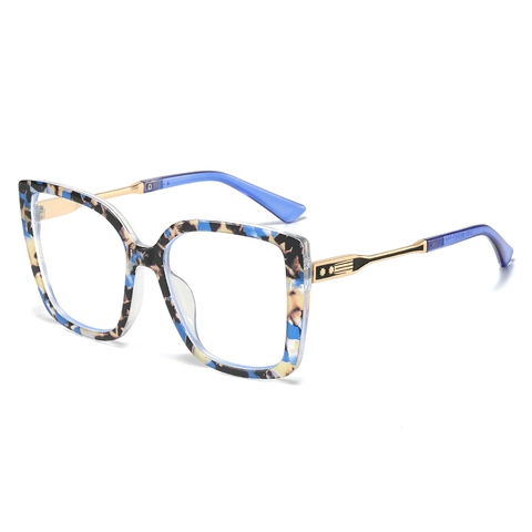 Fashion Square Blue Light Blocking Glasses PC Metal Frame Retro Vintage Cat Eye Optical Eyewear For Women Unisex