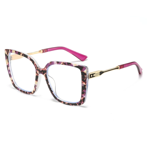 Fashion Square Blue Light Blocking Glasses PC Metal Frame Retro Vintage Cat Eye Optical Eyewear For Women Unisex