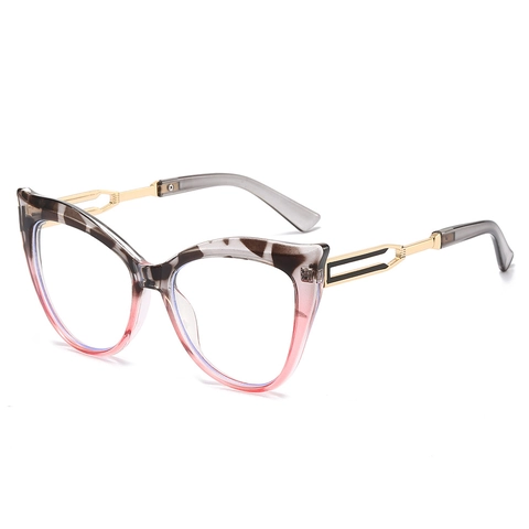 Montature Occhiali Gatto Donna Anti Luce Blu Ottica Montatura Grande Moda Retro Plastica Metallo Stanghette Traforate