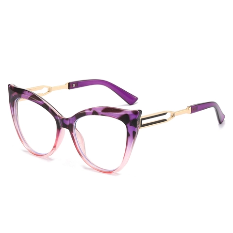 Montature Occhiali Gatto Donna Anti Luce Blu Ottica Montatura Grande Moda Retro Plastica Metallo Stanghette Traforate