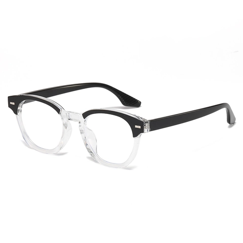 Retro Square Round Frame Plain Eyeglasses PC Material Vintage Rivet Decor Fashion Optical Frame For Women Men