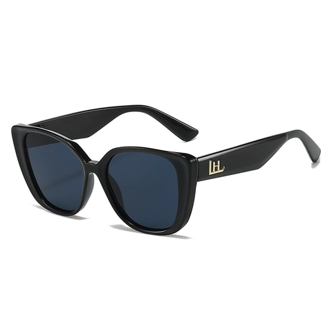 Gafas De Sol Ojo De Gato Para Mujer Moda Retro Marco Grande PC UV400 Lentes Degradadas Logo Metálico Decorativo Exterior