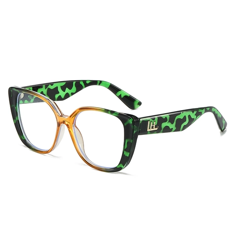Occhiali Da Vista Cat Eye Montatura PC Anti Luce Blu Retro Grande Cornice Moda Stampa Leopardata Donne