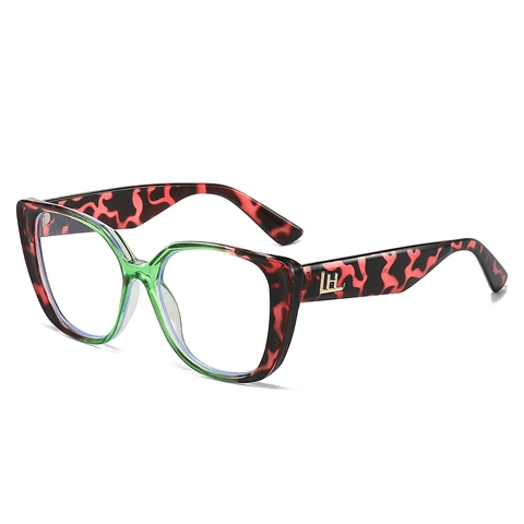 Occhiali Da Vista Cat Eye Montatura PC Anti Luce Blu Retro Grande Cornice Moda Stampa Leopardata Donne