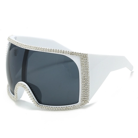 Gafas De Sol Shield Cuadradas Extragrandes Montura PC Decorada Con Diamantes Imitación UV400 Punk Y2K Hip Hop Fiesta