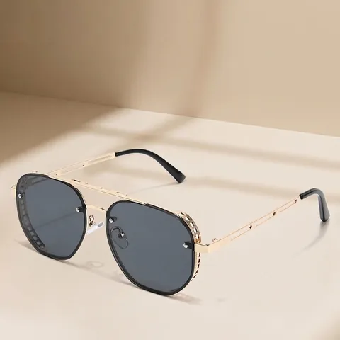 Steampunk Sunglasses Metal Frame Retro Vintage Square Side Shield UV Protection Unisex Fashion Eyewear Accessory