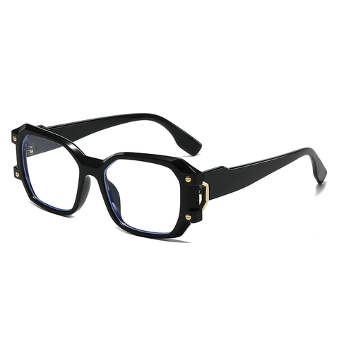 Occhiali Quadrati Moda Anti Luce Blu Montatura PC UV400 Decorazione Rivetto Retro Montature Ottiche Uomo Donna